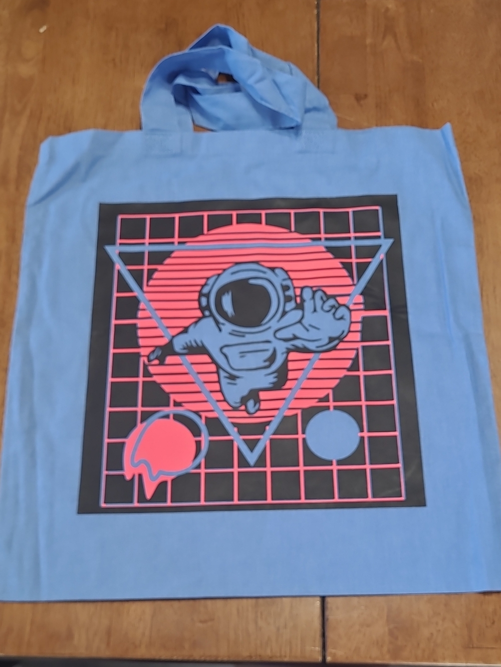 Light Blue Graphic Astronaut Tote Bag for Men/Kids
